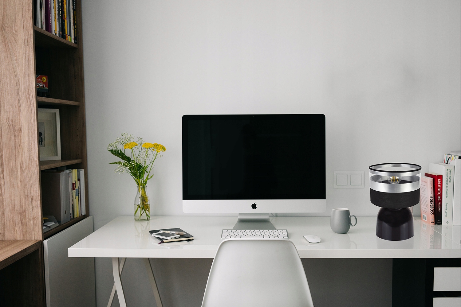 LAMPA STOŁOWA NOCNA ABAŻUR CHROM WYBÓR LED Długość/wysokość 30 cm