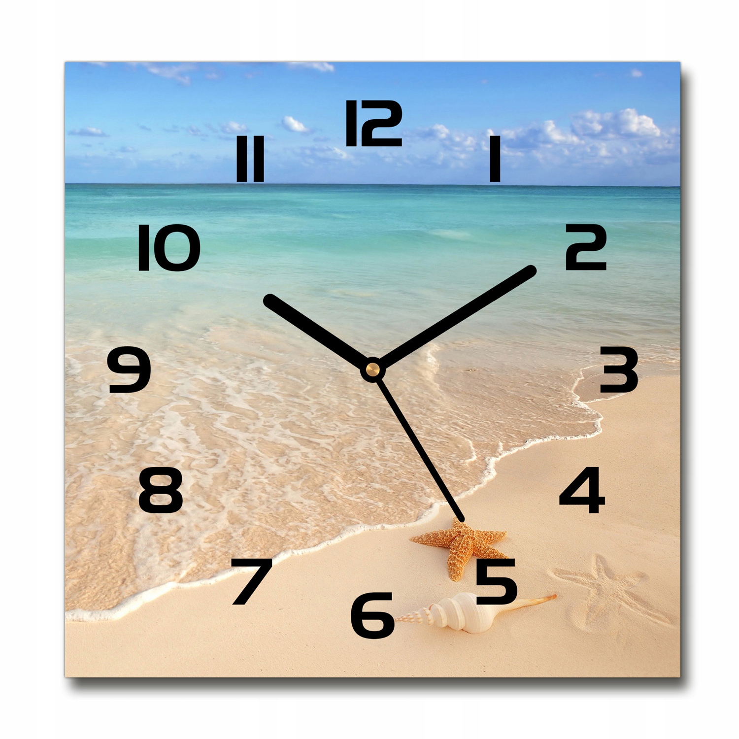 

Zegar szklany kwadratowy Rozgwiazda na plaży 30x30