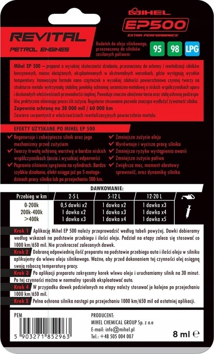 MIHEL EP500 do silnikow benzynowych SPORT gratis Brand Mihel