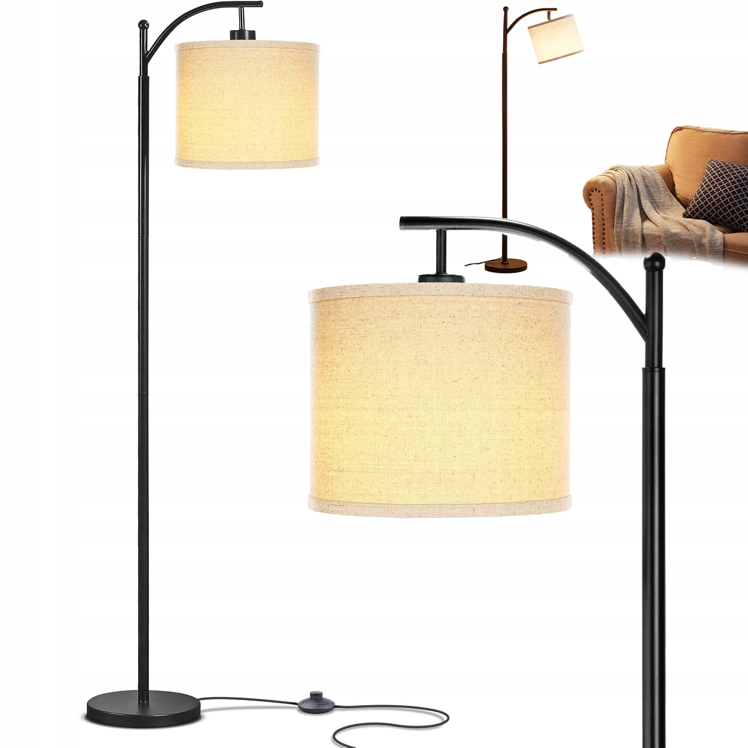 Klasická Stojací Lampa S Podlahovým Stínítkem A Stínítkem 162.5 CM E27 Led