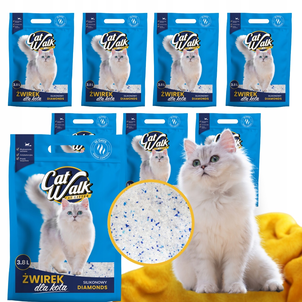 Levně Silikonové Silikonové stelivo pro kočky CatWalk Diamonds Dust-Free Sada 8 ks
