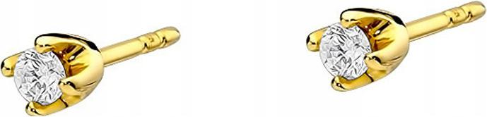 Zlaté náušnice 585 s jemnými diamanty, módní design jako dárek