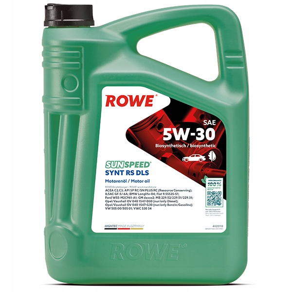 Rowe Niemiecki Olej Silnikowy Sunspeed Syntetyk Rs Dls Sae 5W-30 5 litrów