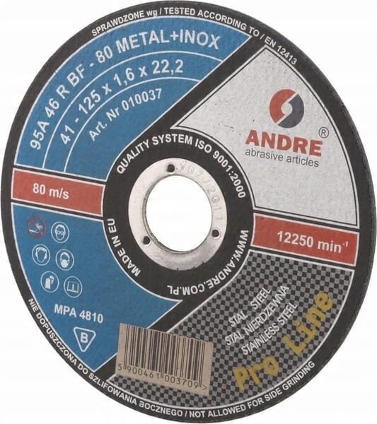 

Tarcza Ściernica 41 125x1,6x22 mm Metal/inox Andre