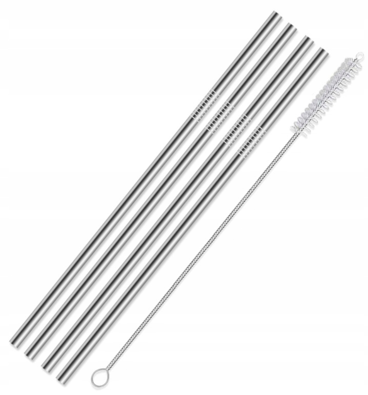 4x Słomki Rurki Metalowe Eko Wielorazowe + Czyścik