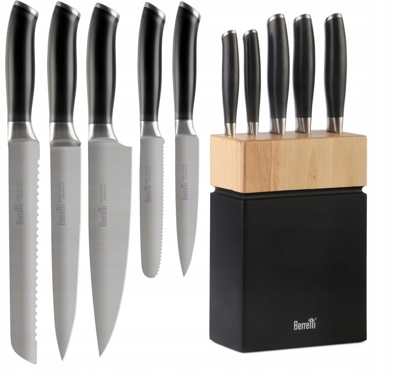 Sada Nožů V Bloku Nůž Blok Ostrá Ocel Dřevo