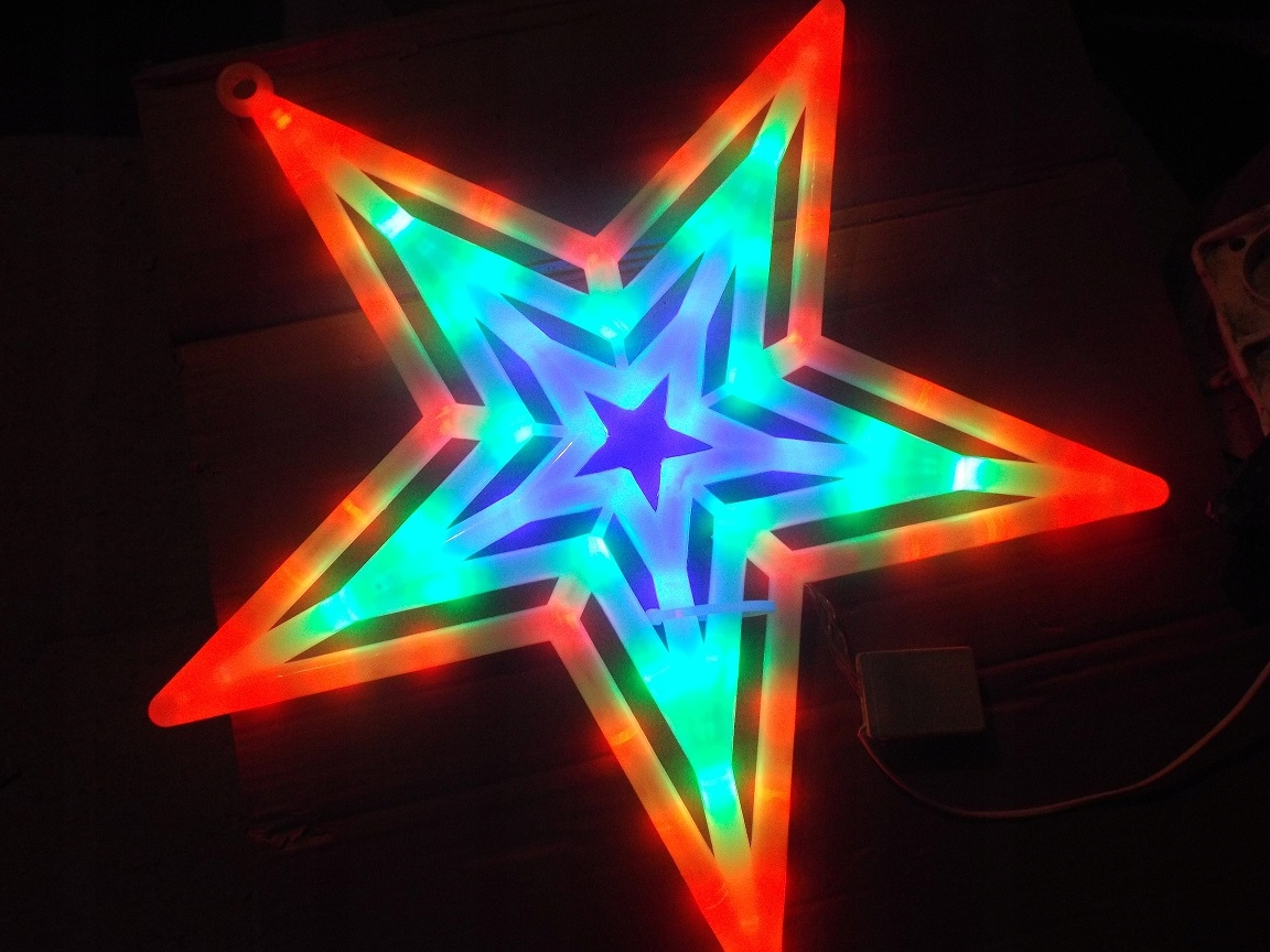 OZDOBA 53CM GWIAZDA LED ŚWIECĄCA KOLOROWA Z PROGRAMATOREM AKRYLOWA WITRAŻ Kod producenta 124M