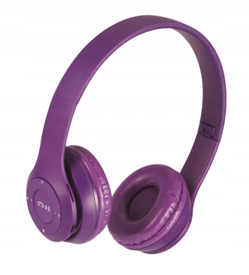 Słuchawki Bluetooth bezprzewodowe BT-010 microSD Fm Mikrofon fioletowe