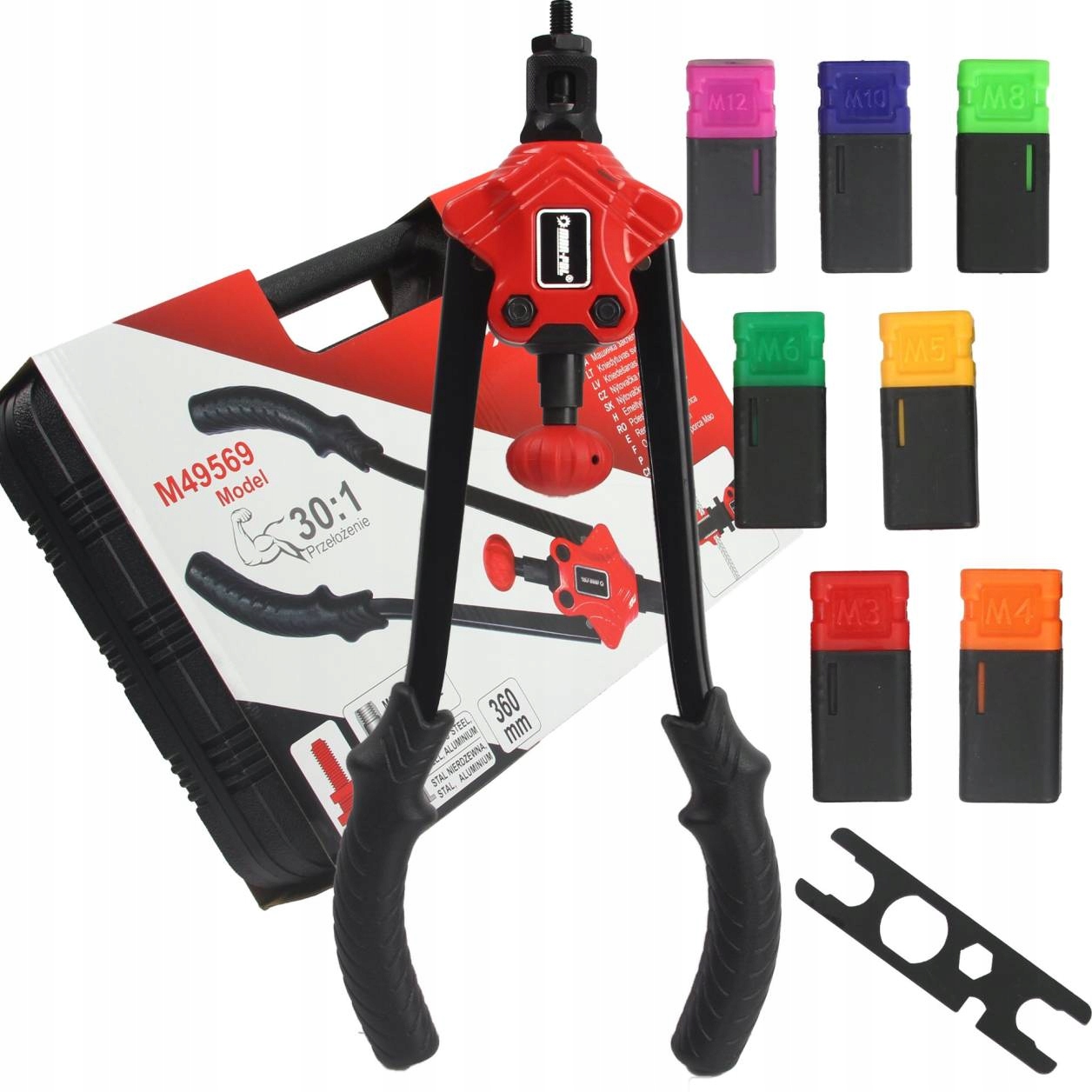 NITOWNICA RĘCZNA DO NITONAKRĘTEK M3-M12 360MM