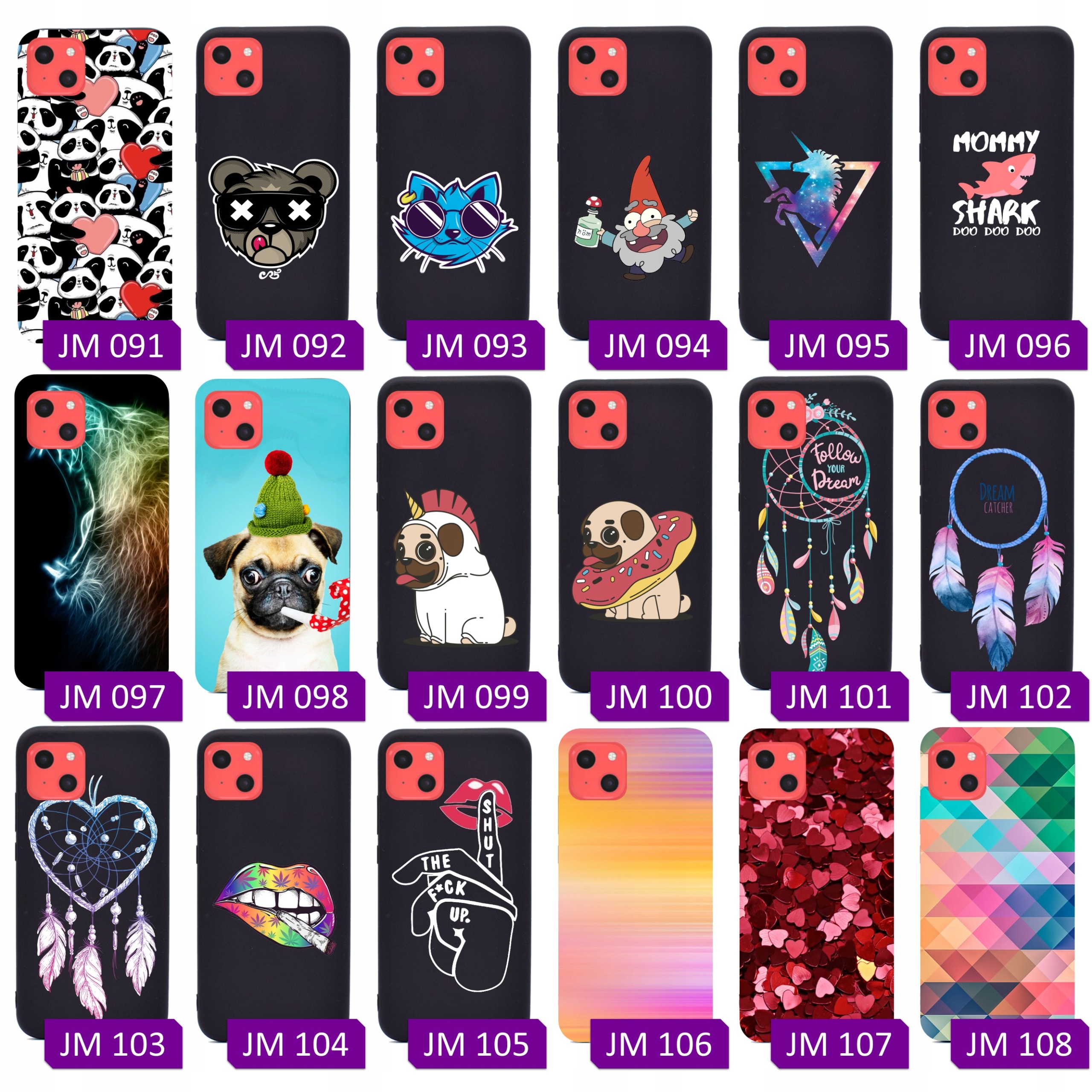 Etui czarne matowe do Iphone 13 Wzory nadruk Case Typ plecki