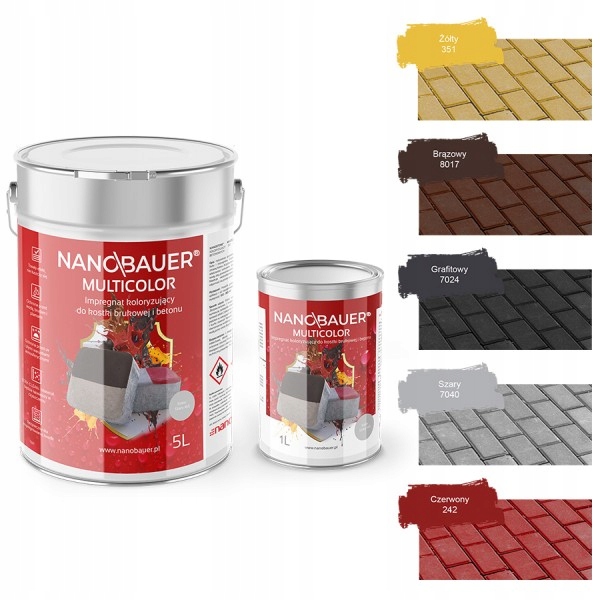FARBA DO KOSTKI BRUKOWEJ BETONU Z IMPREGNATEM 1L - 5 KOLORÓW
