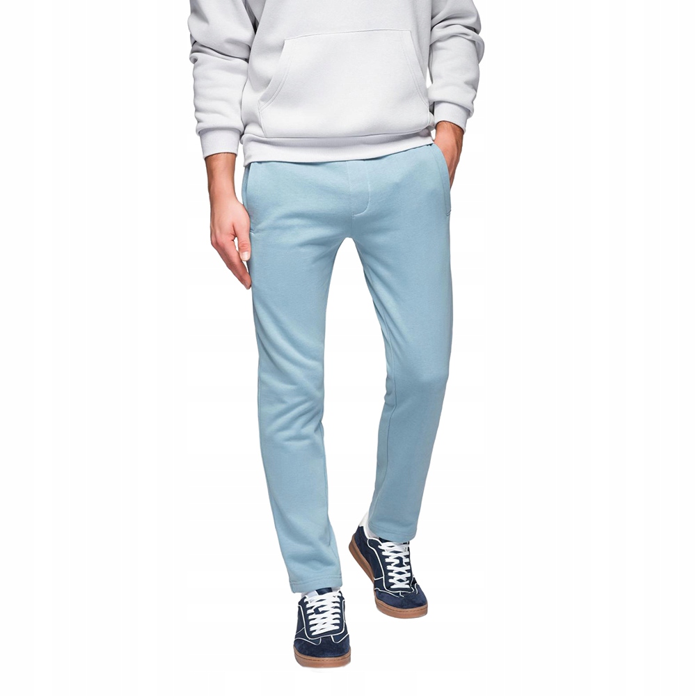 Męskie spodnie dresowe bawełniane błekitne V7 OM-PABS-0304 roz. M