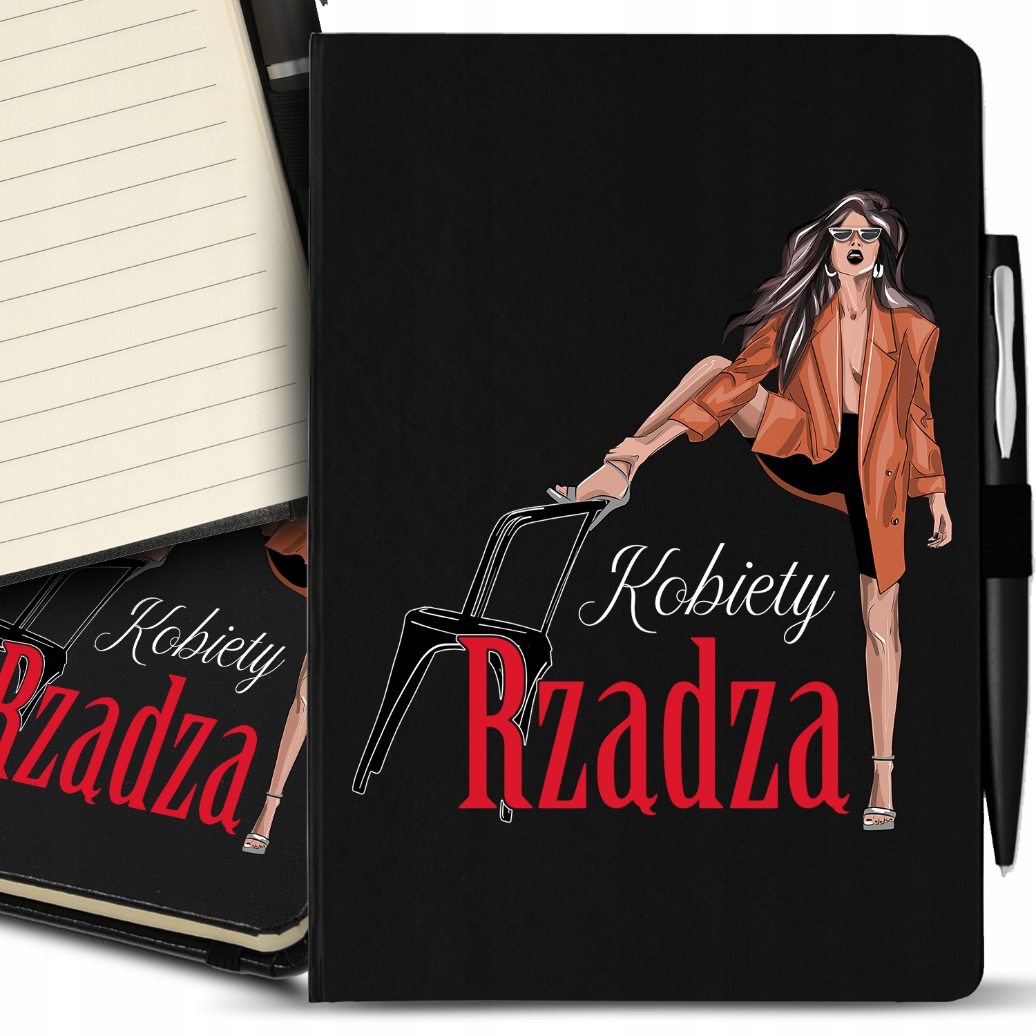 Notes A5 Czarny Długopis Kobiety Rządzą