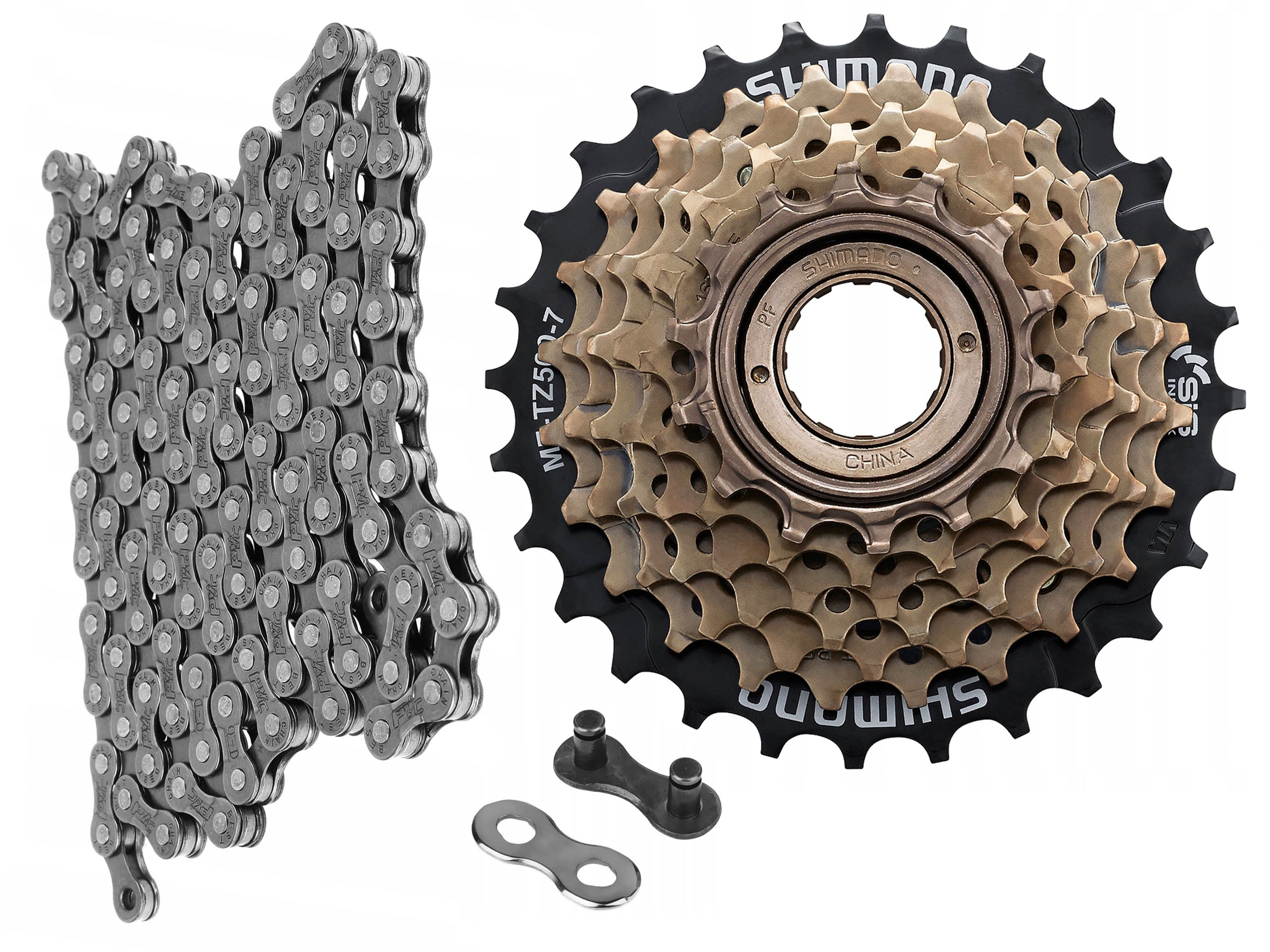 

Zestaw wolnobieg 7rz Shimano+łańcuch De one+Spinka
