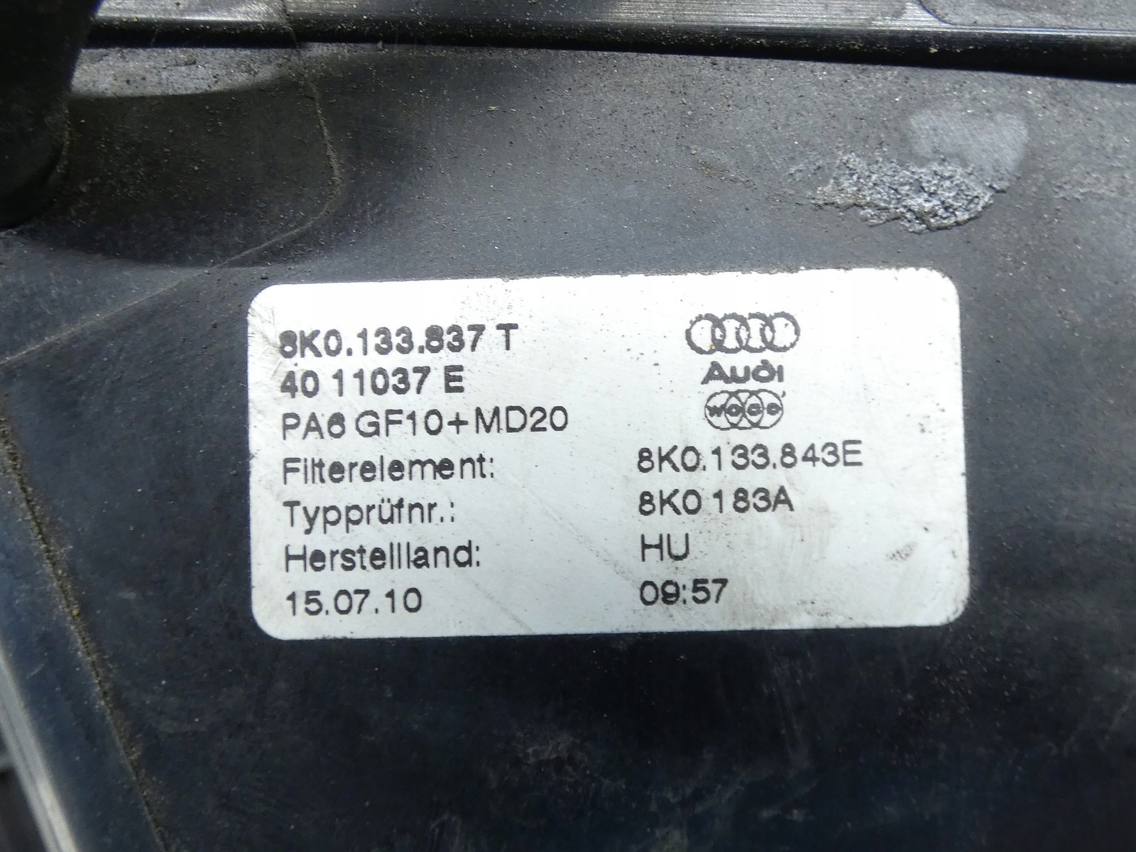 Gehäuse filter luft AUDI A4 B8 A5 8T LIFT 2.0 TDI 8K0133835T