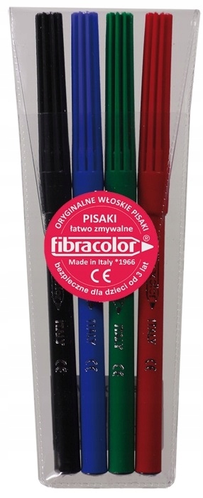 FIBRACOLOR Flamastry pisaki markery mazaki szkolne Colorito 4 kol ZESTAW