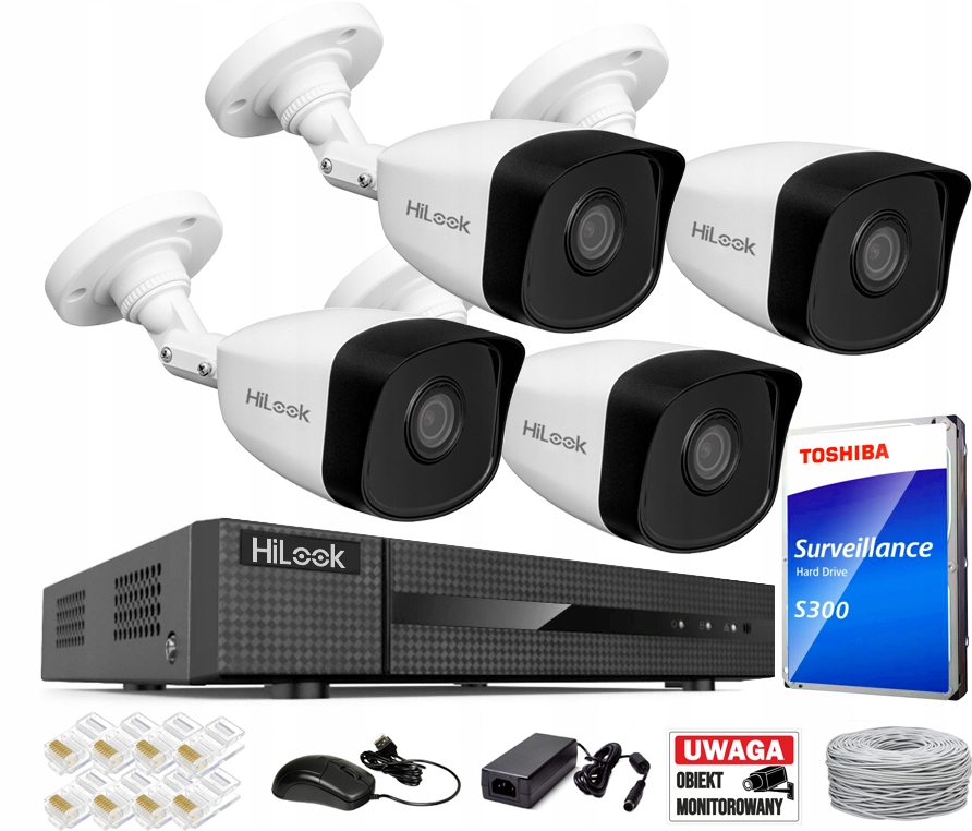 Sada pro monitorování 4 kamer IPCAM-B5 5MP Venkovní Hilook By Hikvision