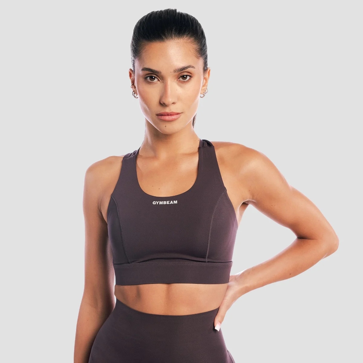 GymBeam Biustonosz sportowy Aura Tee Brown L