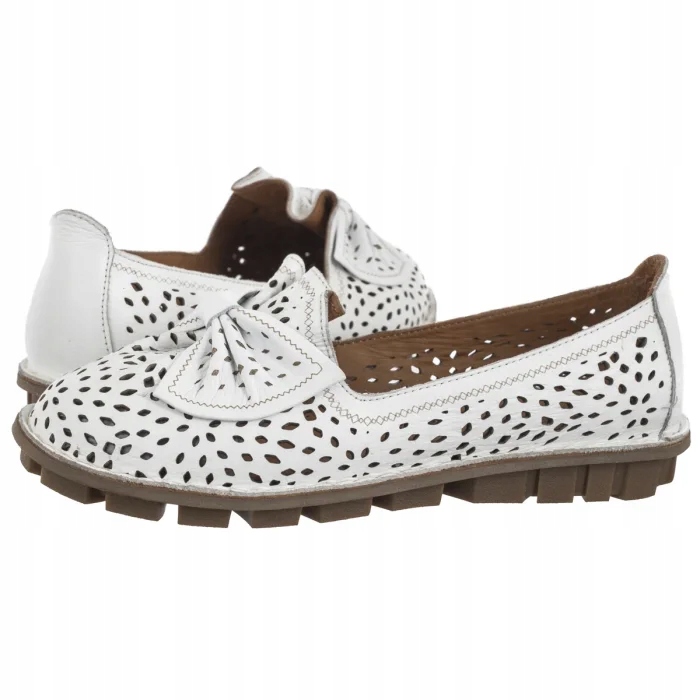 Dámské kožené mokasíny Venezia bílé E136LEWHOBM029 White