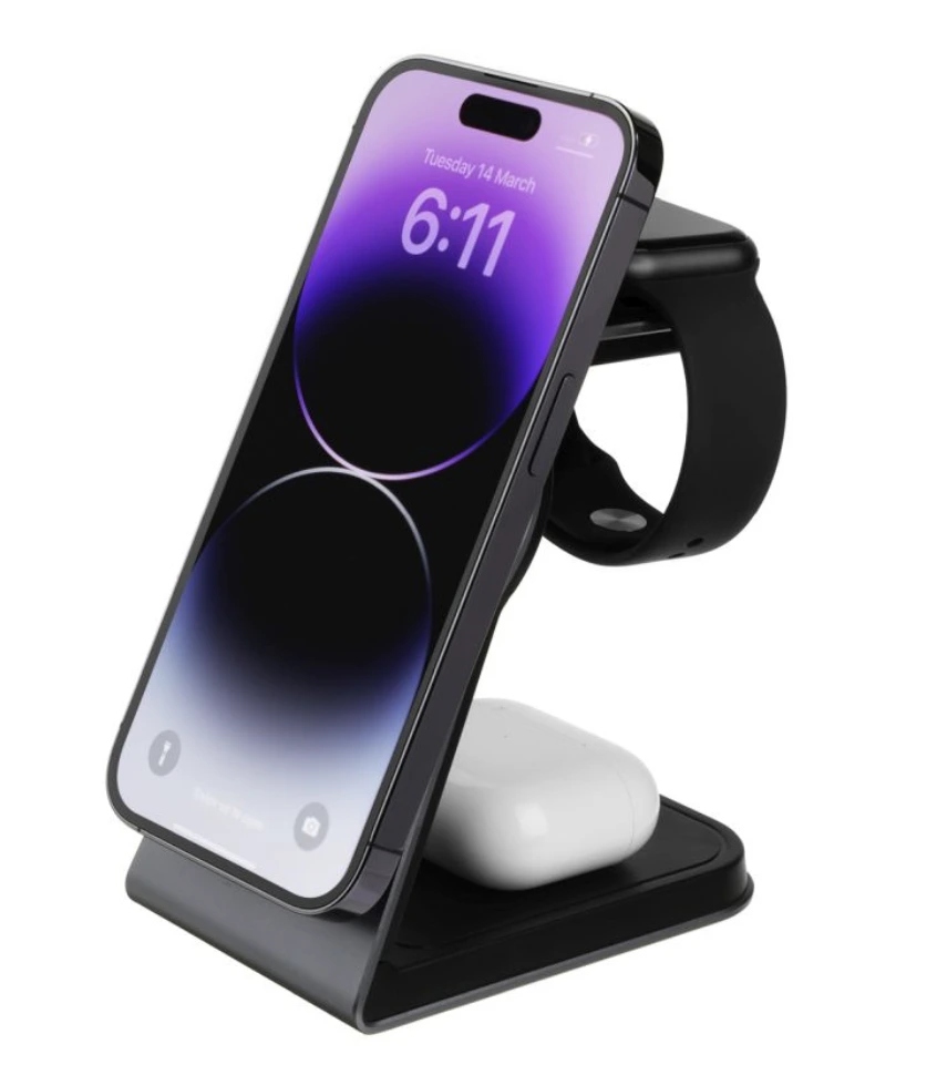 Fixed Stojánek s bezdrátovým nabíjením 3v1 MagSafe, 15W+3.5W+2.5W