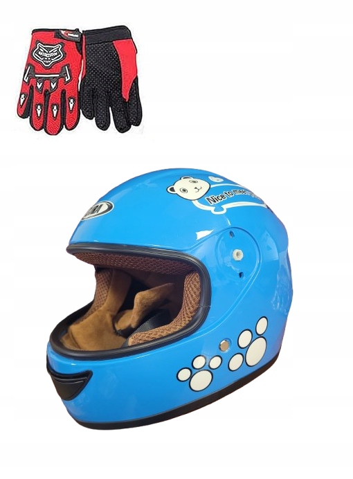 Kask Motocyklowy Dla Chłopców I Dziewczynek Regulowany Ochronny Niebieski M