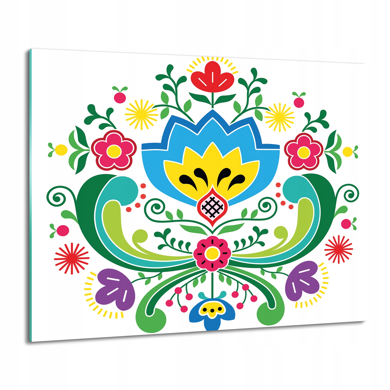 ze skla splashback tisk Lidový vzor květiny 60x52
