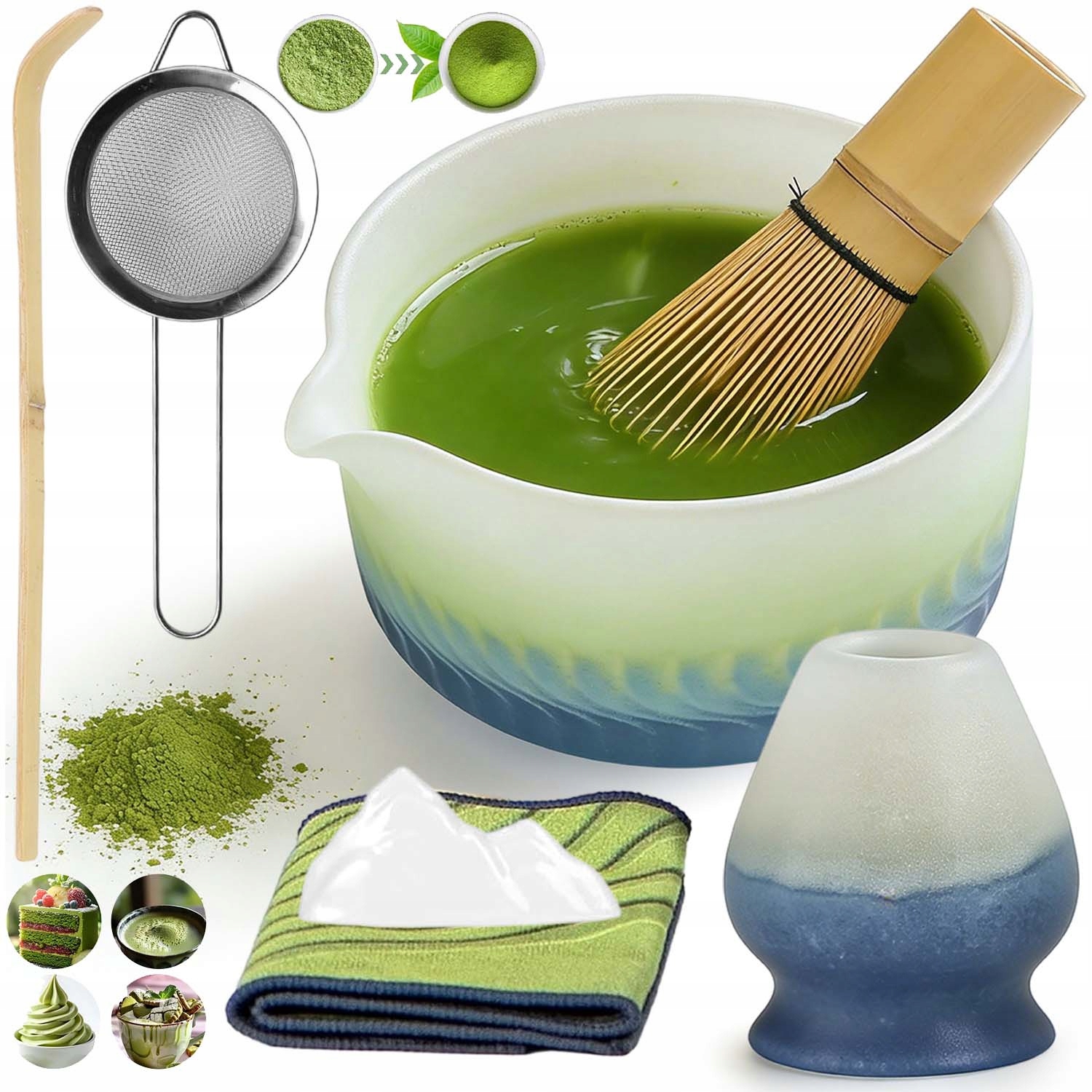 Levně Bambusová Sada Na Výrobu Matchy Šlehací Metla Lžíce Prosévač Matcha