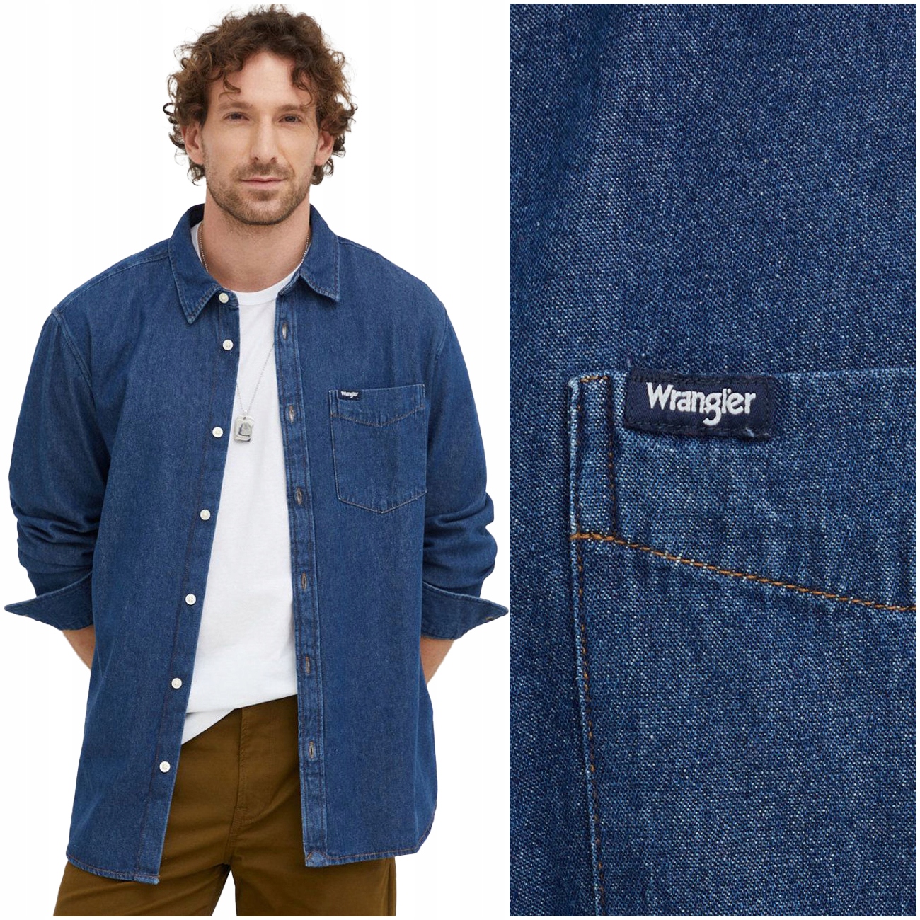 WRANGLER DENIM PÁNSKE TRIČKO DŽÍNSOVÁ KOŠEĽA S