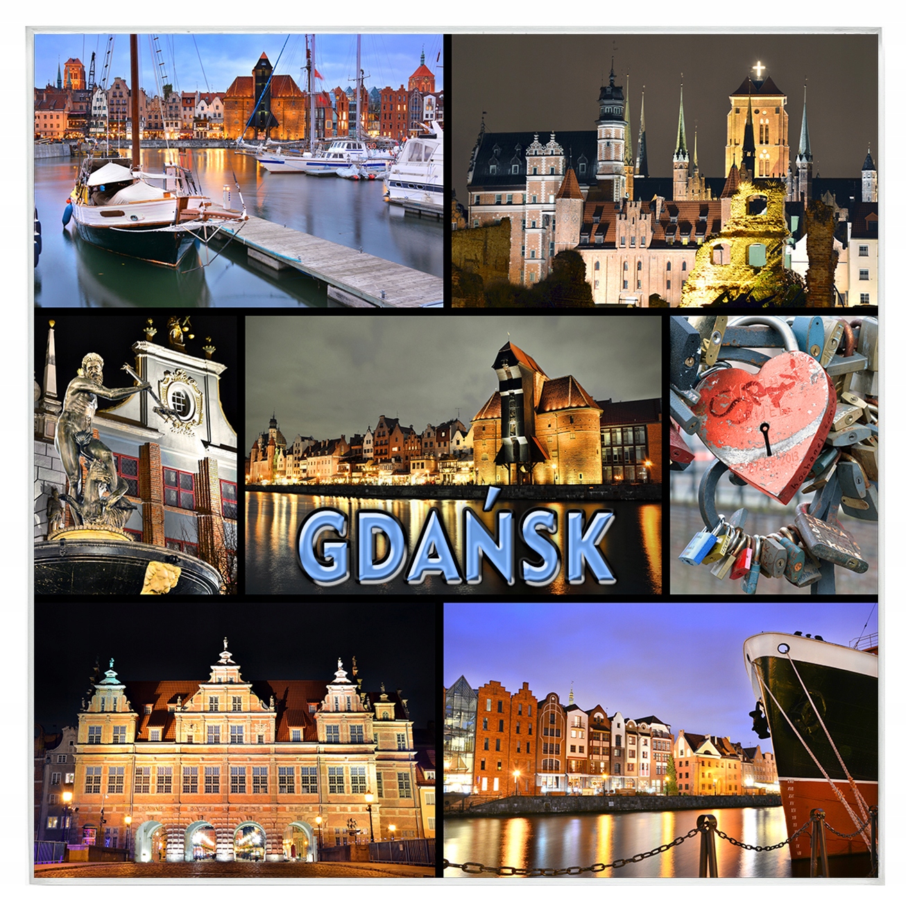 

Magnes na lodówkę szklany miasta - Gdańsk
