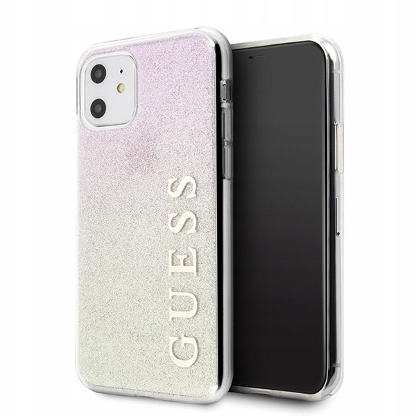 

Guess do iPhone 11 gold pink hard case Glitter