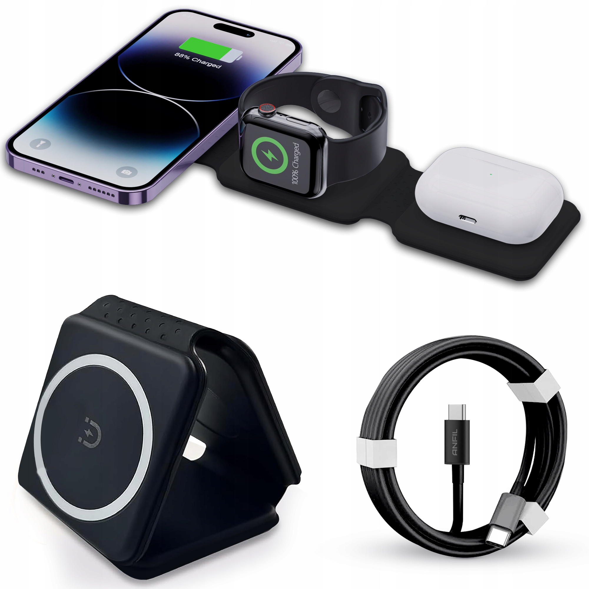 ANFIL–szybkie ładowanie 15 W do iPhone'a, zegarka, AirPods