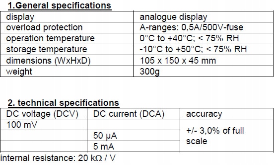Multimetr Galwanometr100mV 5mA AC DC PeakTech 3204 Kod producenta P3204