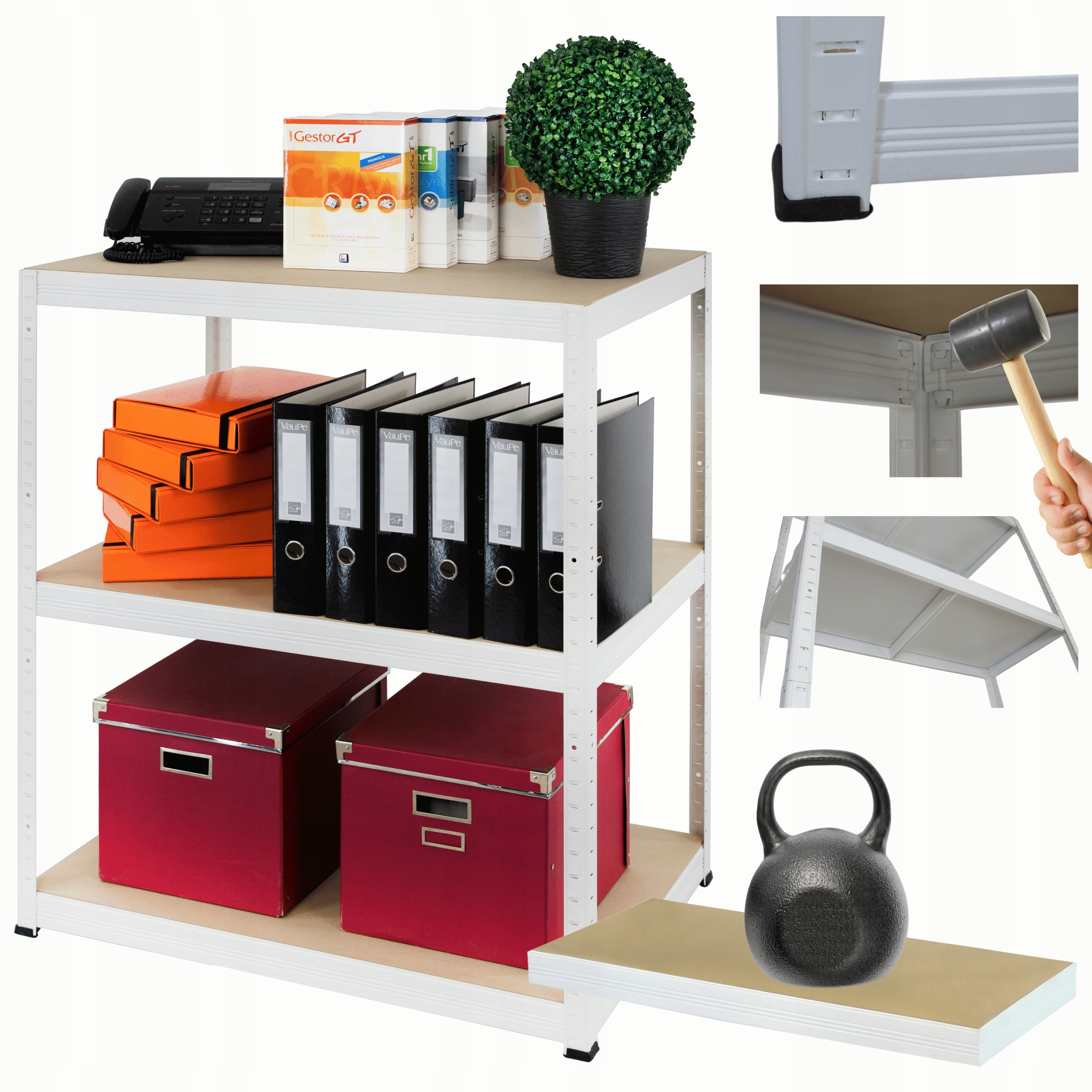 Garážový skladový regál s kovovým stojanom Helios 106x100x30 cm 3Px175 kg