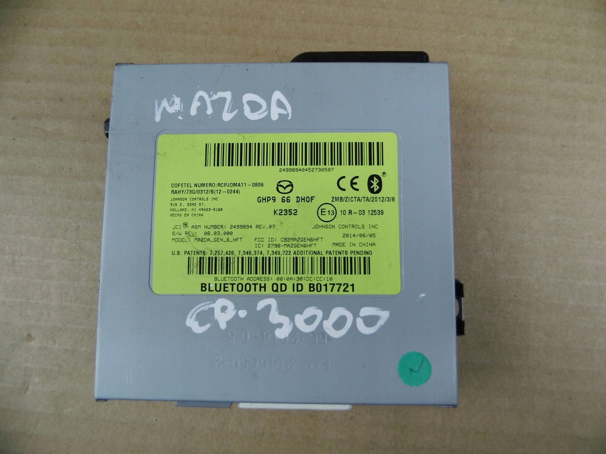 Mazda CX-5 and KF module control unit bluetooth GHP966DH0F