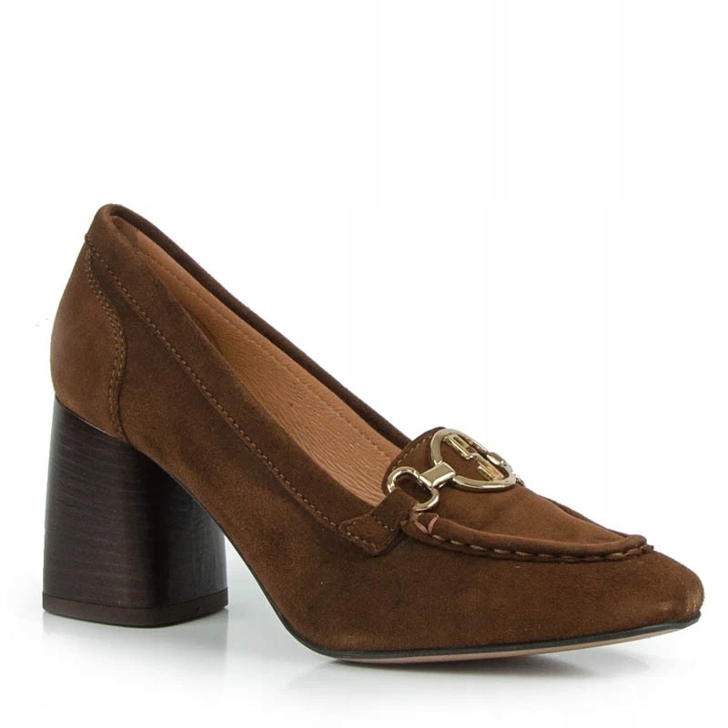 Simen 6072A Lodičky Sloupek Kůže Semiš Hnědá 40