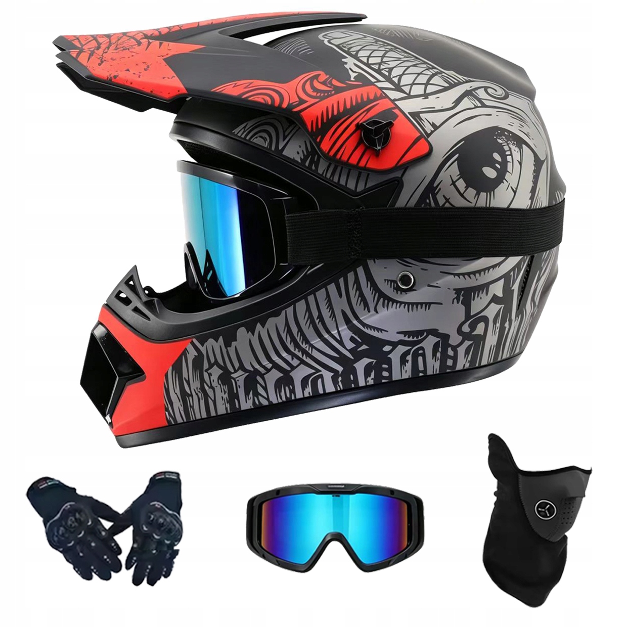 Helma Na Elektrickou Koloběžku Cross Enduro Quad Bmx Helma Brýle Rukavicexl