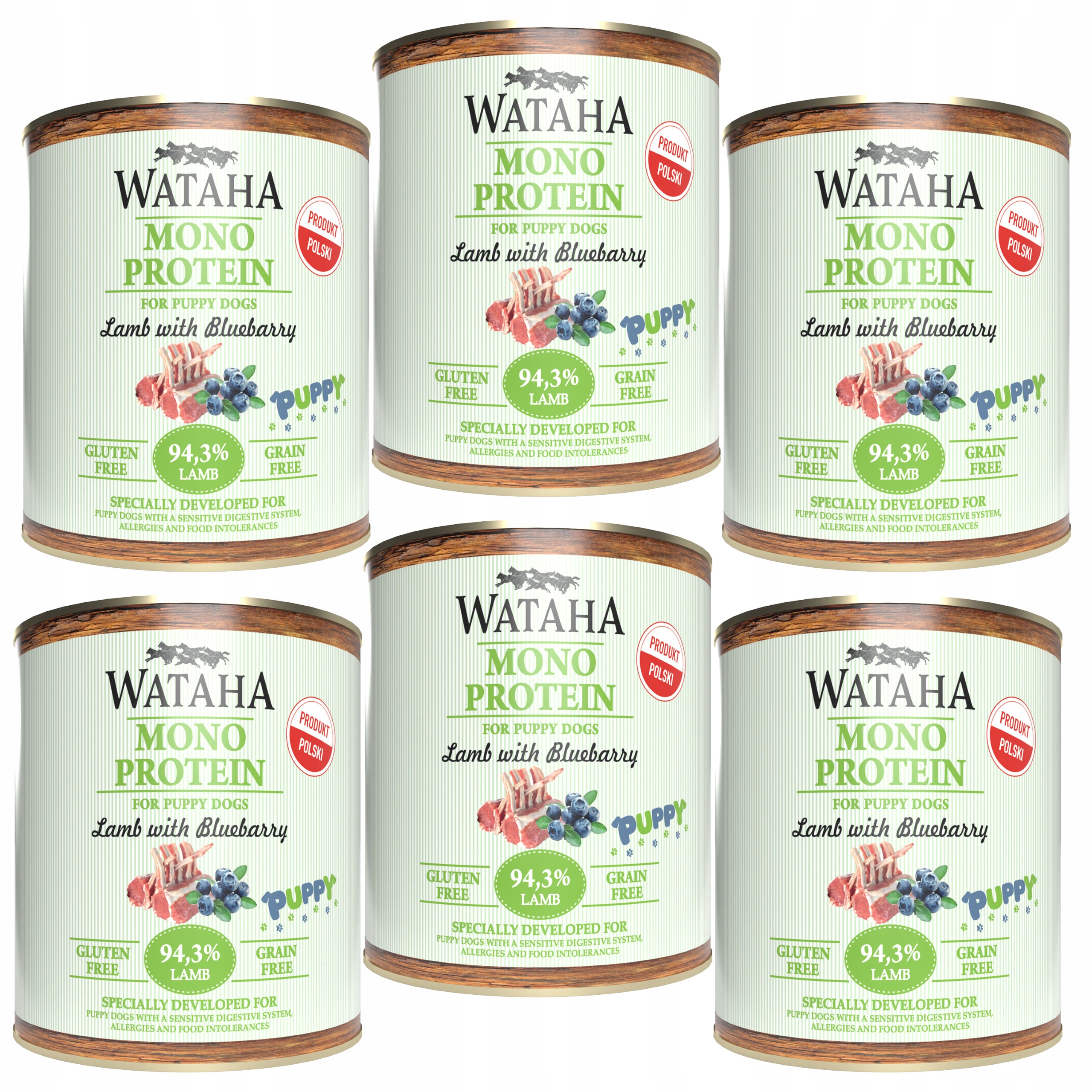 Levně Wataha Mono Puppy krmivo pro štěňata Jehněčí s borůvkou 6 x 800 g