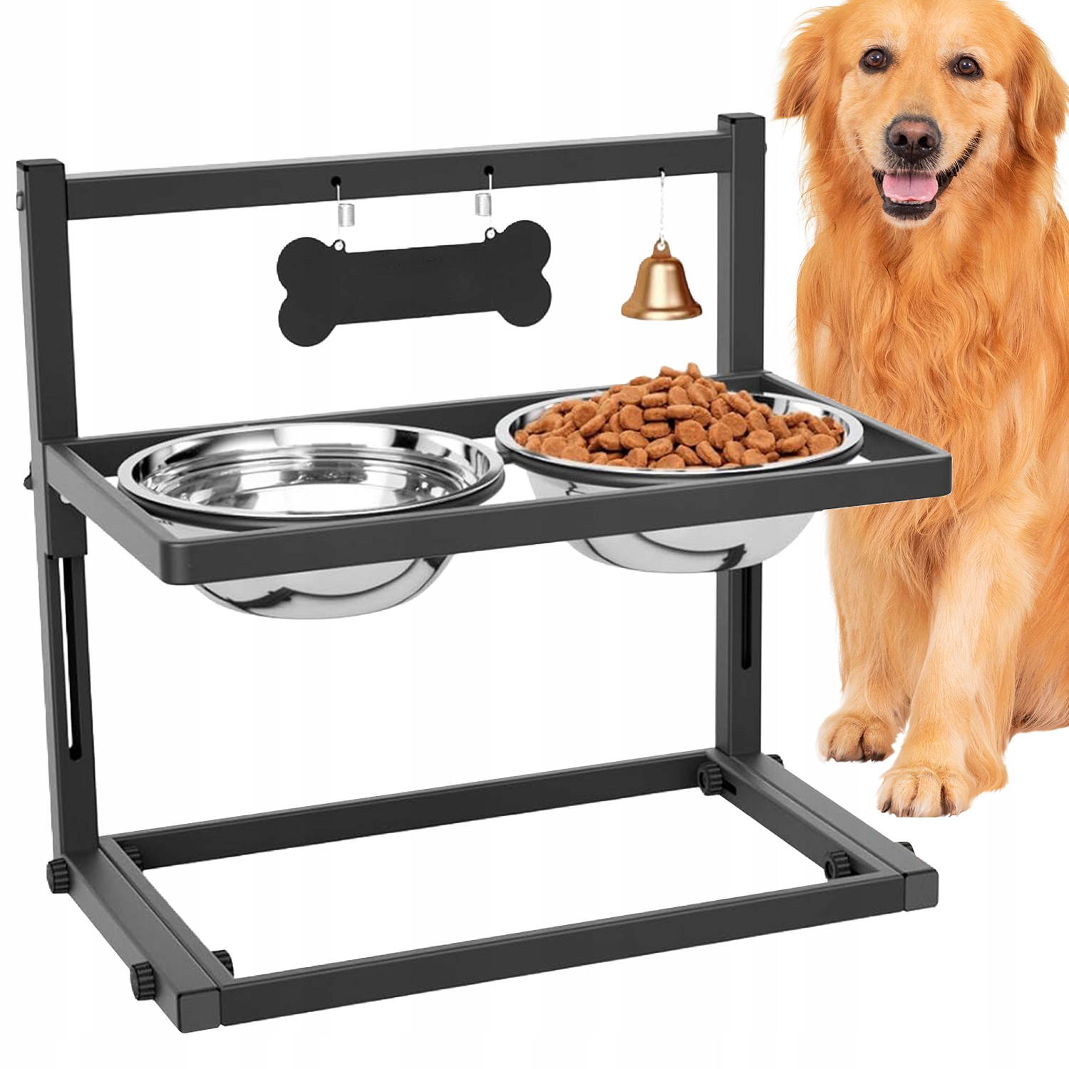 Levně Krmítko Pro Psa Je Robustní S Vyvýšeným Stojanem A Miskami Z Oceli