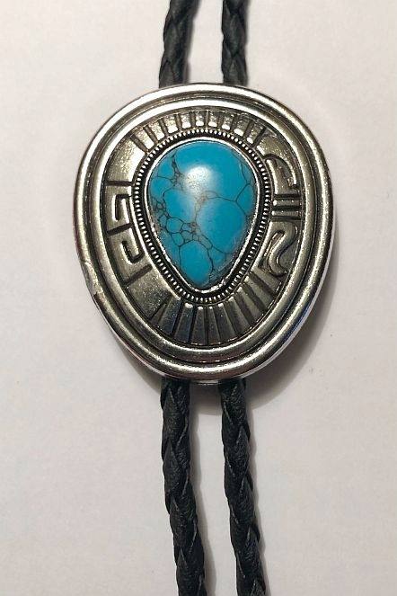 Kravata westernová bolo pletená z přírodní kůže s tyrkysem