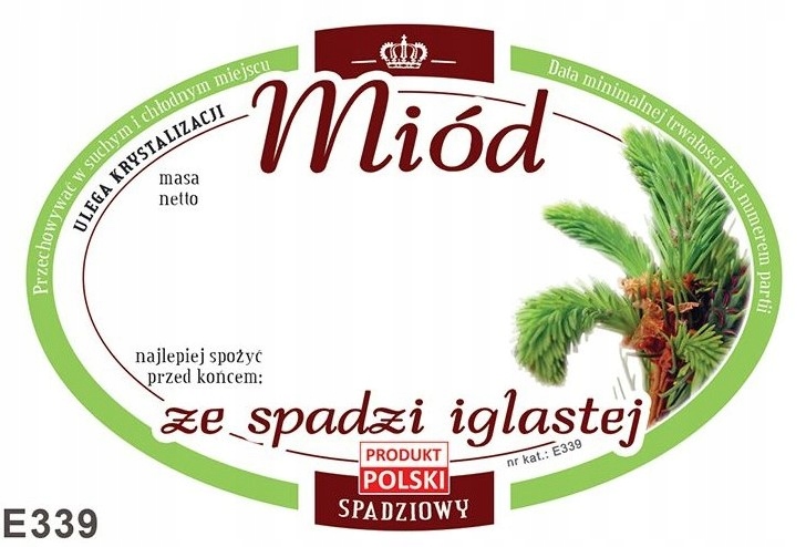 

Etykieta naklejka na miód Spadź Iglas 92x60 100szt