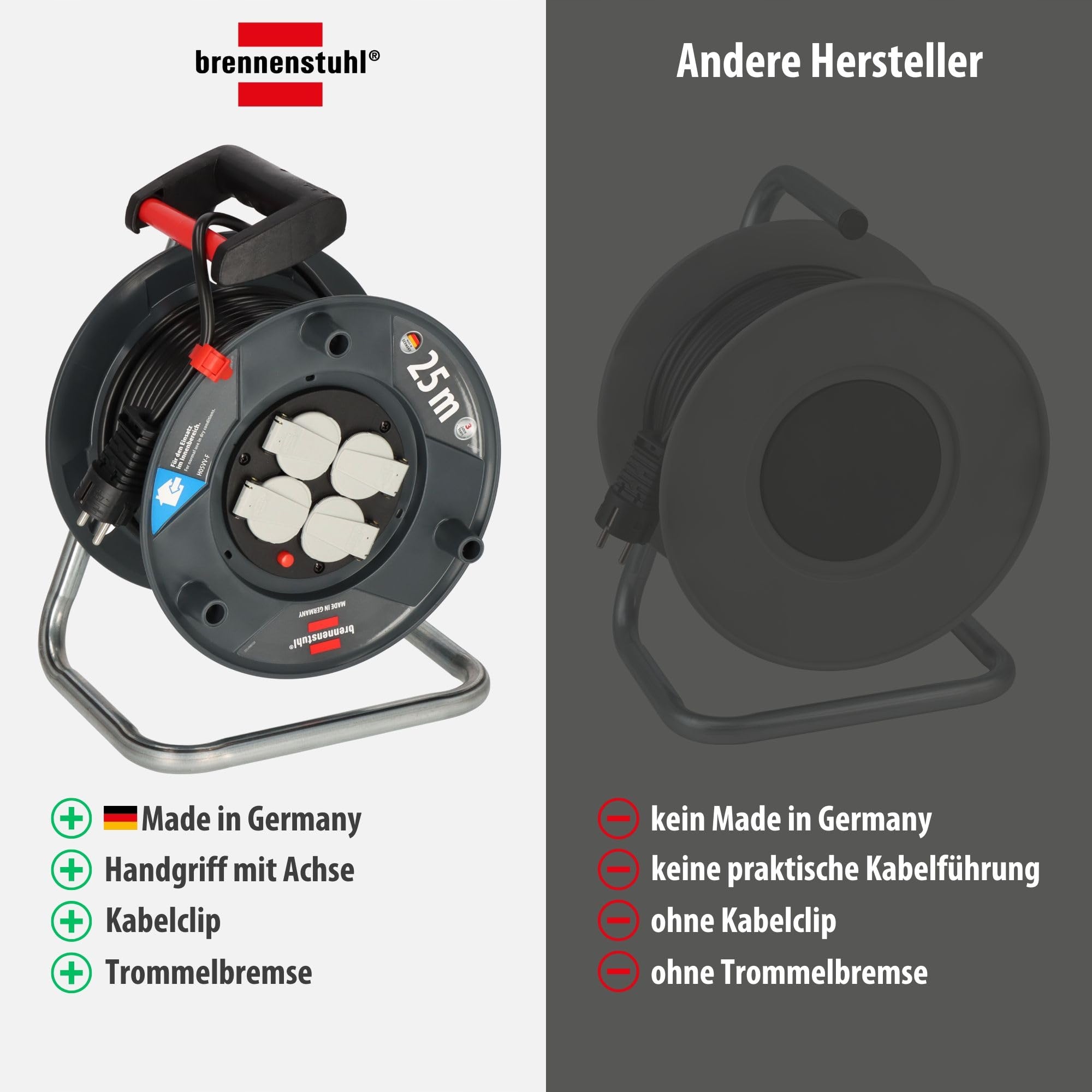 BRENNENSTUHL Garant V2 Bęben Kablowy 25m 4 Gniazda Ochrona — miniatura 7