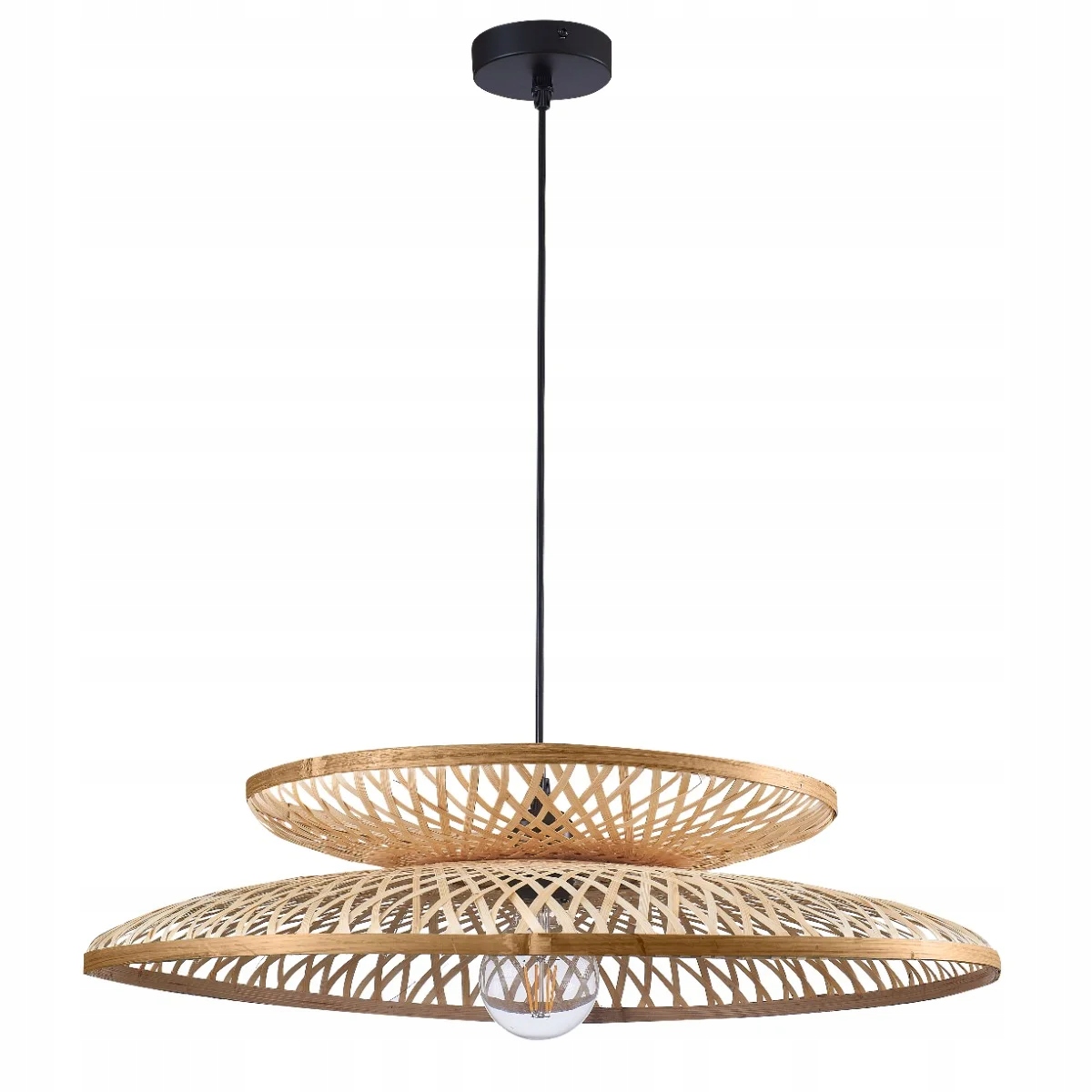 Závěsná lampa Bali boho bambus Ø60cm E27 20W béžová Polux