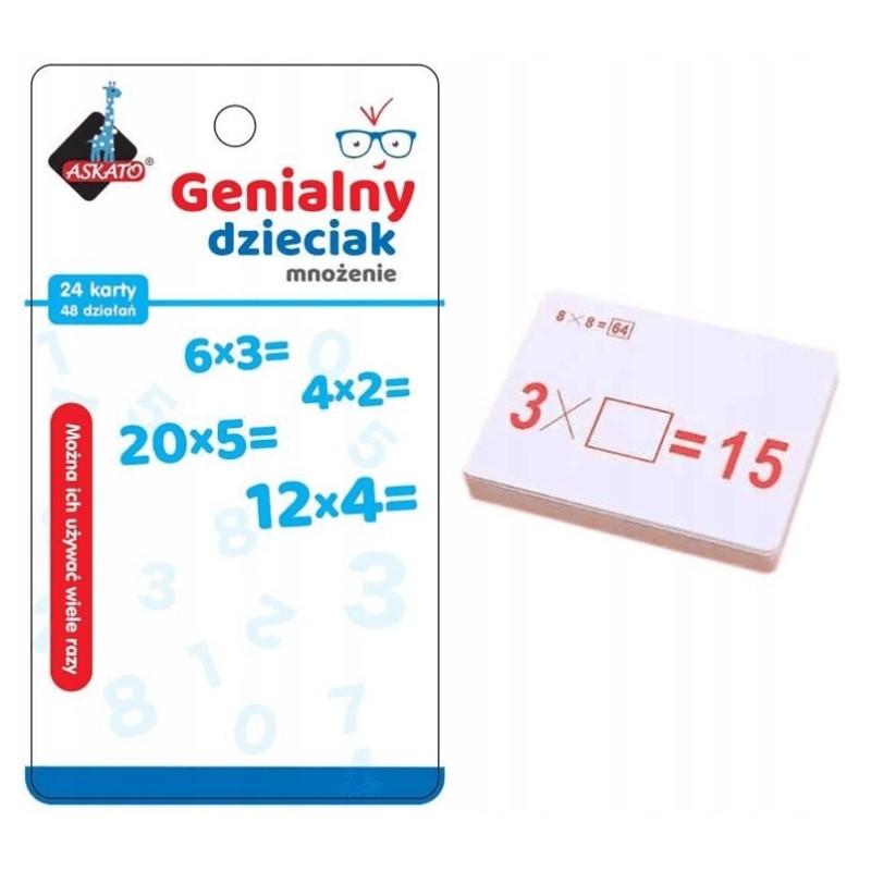 Genialny dzieciak - fiszki matematyczne mnożenie Zabawki Rozwijające Extra Marka Askato