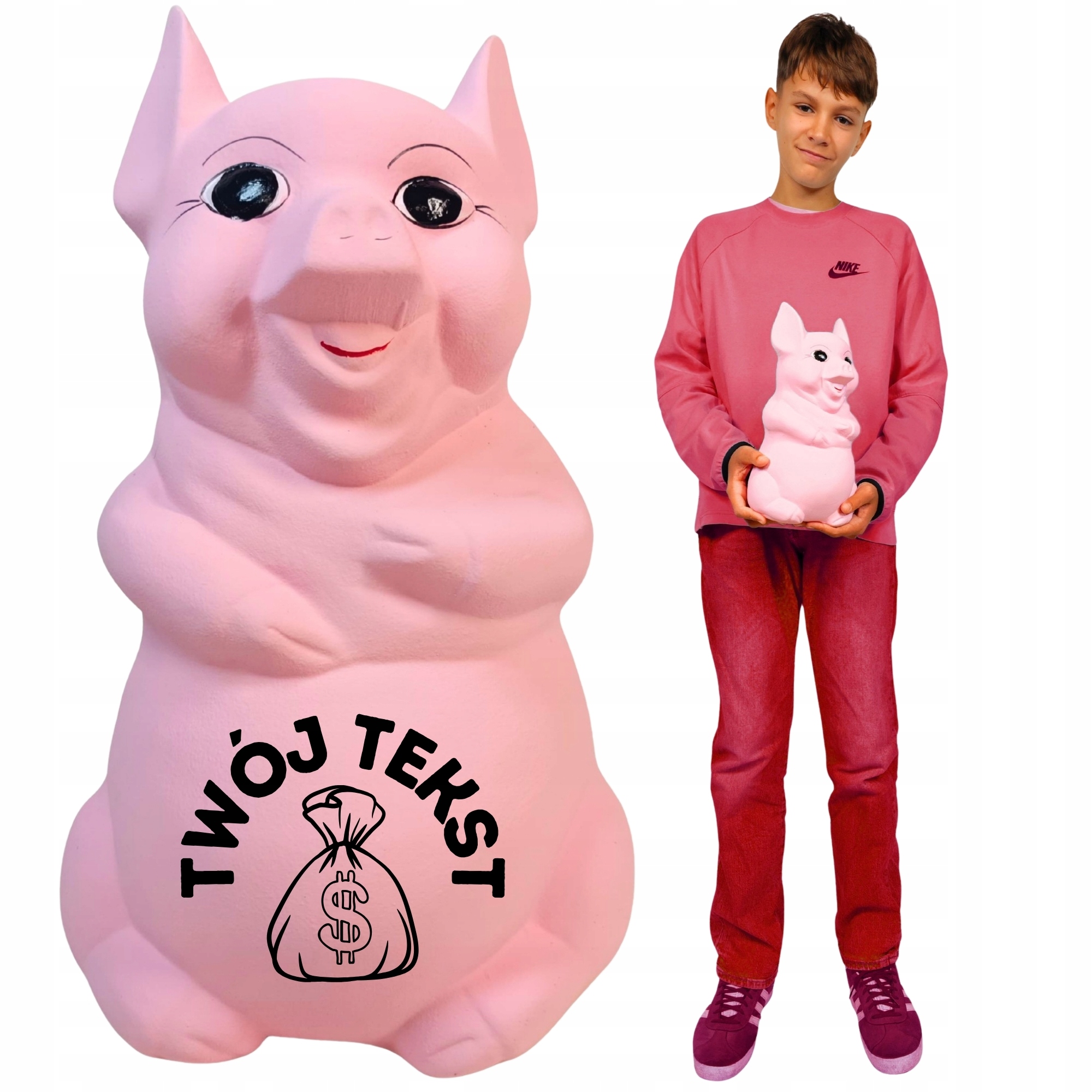 Prasátko Skarbonka s Jménem růžové Velké XXL personalizované Váš Text