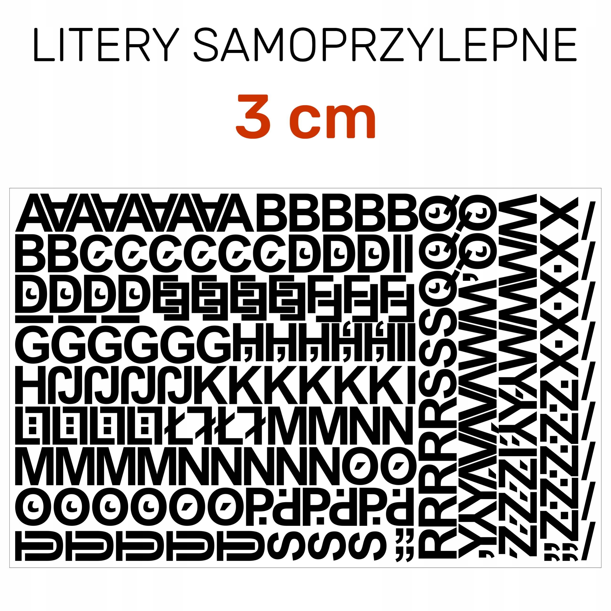 Litery samoprzylepne 255 znaków - 3cm