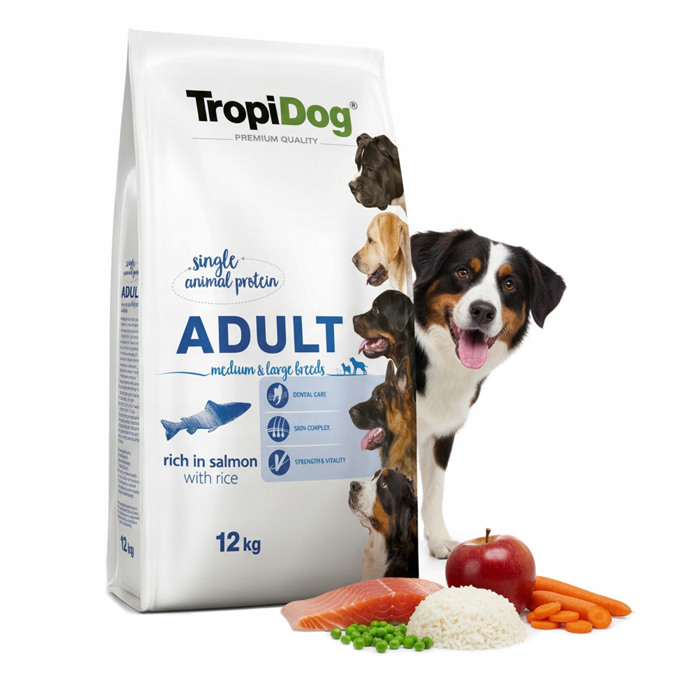 Tropidog Salmon Rice 12kg Medium Maxi adult z łososiem
