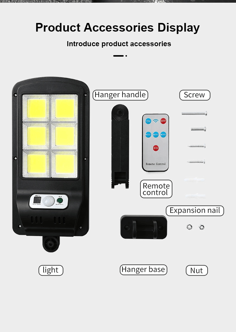 LAMPA SOLARNA ULICZNA LATARNIA 120 LED COB + PILOT Szerokość 118 mm
