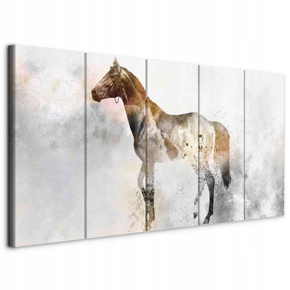 Obraz Triptych Do Obývacího Pokoje Kůň Jezdectví 5 cz Akvarely Dekorace Velký 200x80
