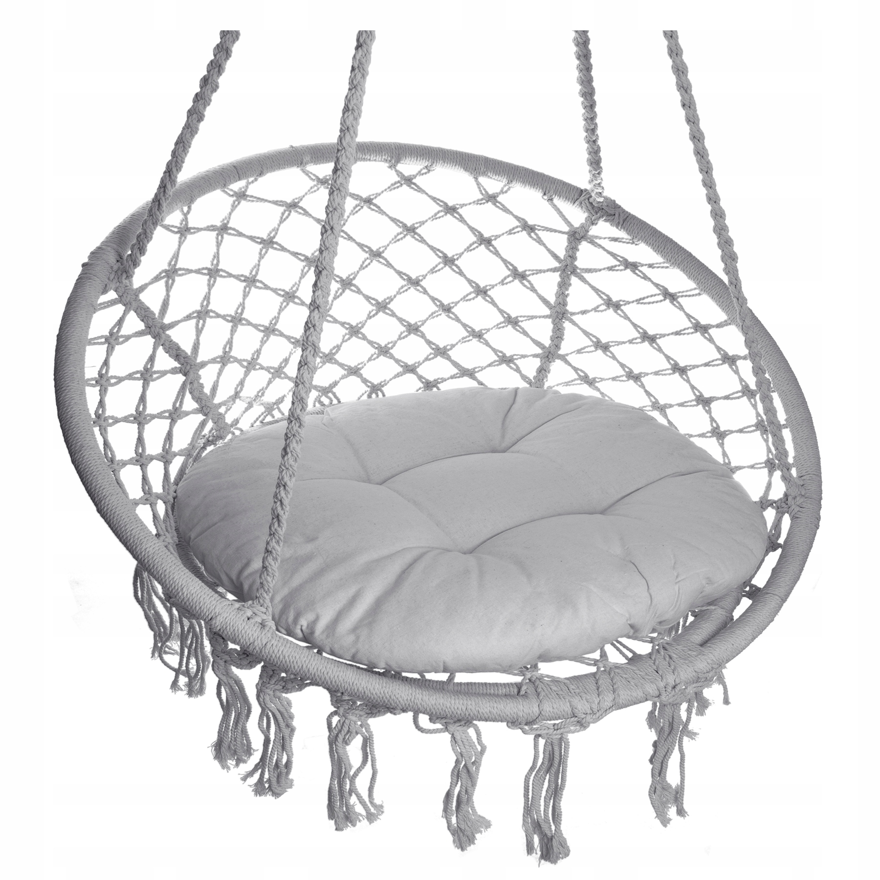 Pletená závesná hojdačka Boho Šedá vankúš