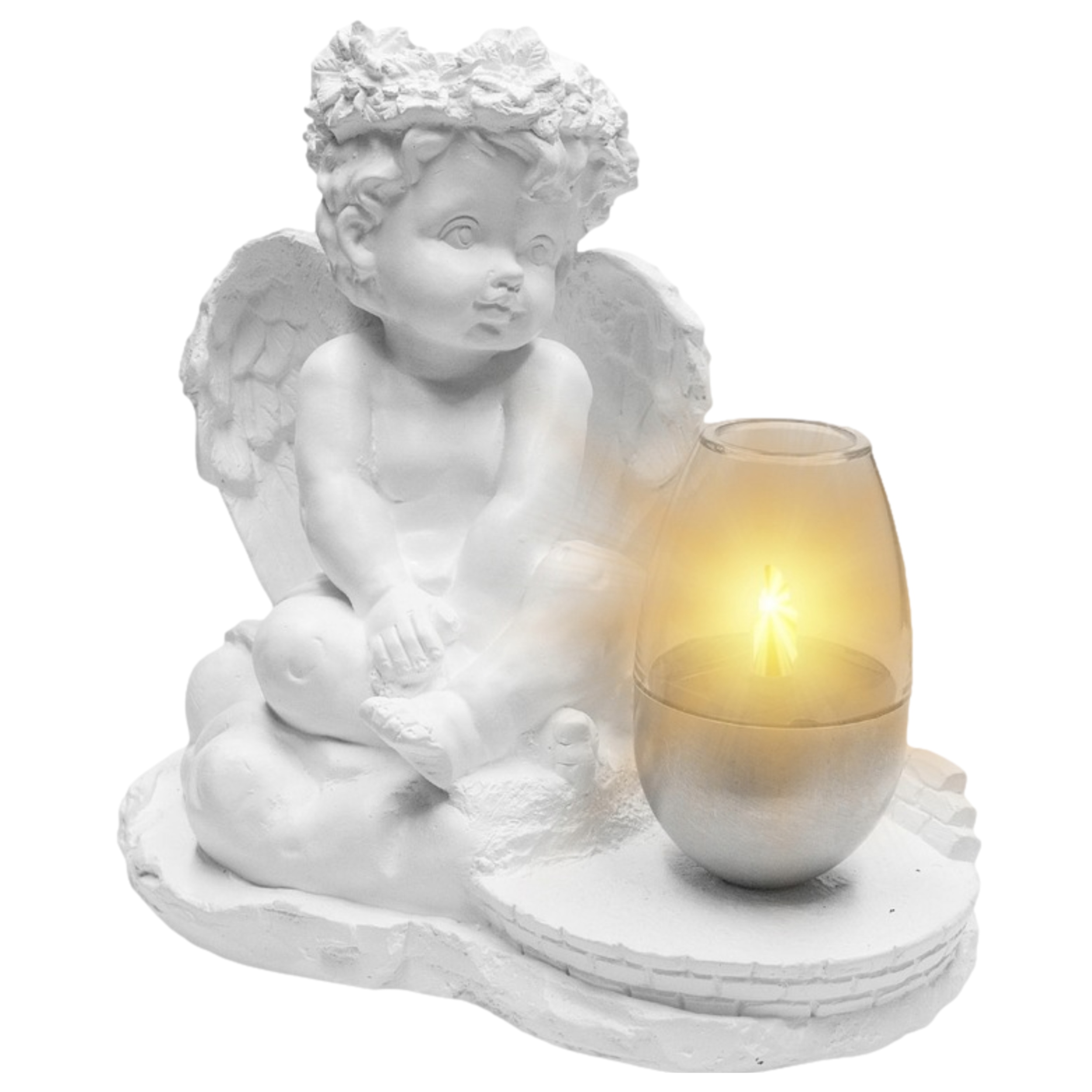 Hřbitovní Svíčka Sádrová Figurka Náhrobní Solární Lampa Stojan na hřbitov Hrob